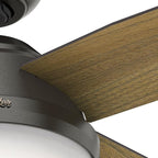 Hunter 44 inch Indoor Ceiling Fan with LED Light and Remote Control - Bronze Modern Ceiling Fan, Standard Mount, 4 Blades, For Bedroom, Living Room, or Kitchen - Dempsey 59444, Noble Bronze