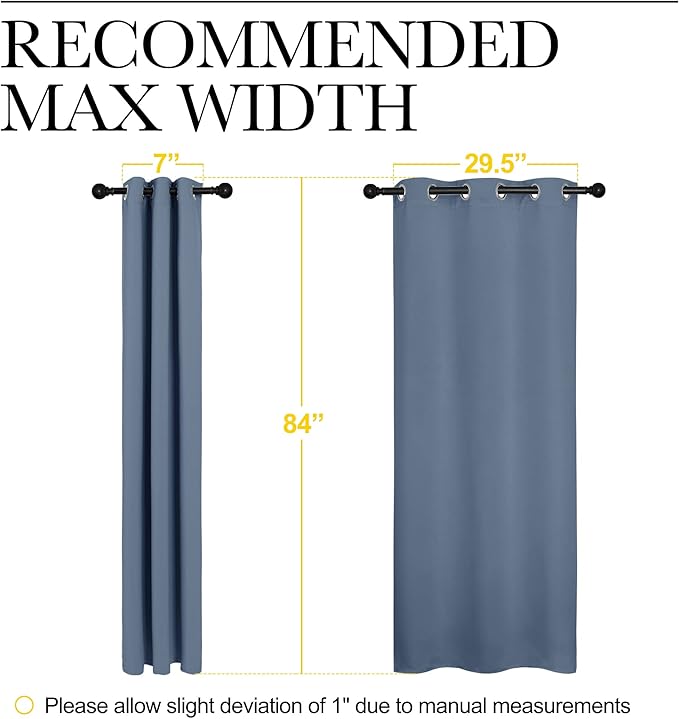 NICETOWN Blackout Curtains for Bedroom, Thermal Insulated Privacy Window Treatment Curtains & Drapes for Living Room, Nursery (Stone Blue, 34-inch Wide x 84-inch Long, 2PCs)