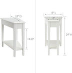 Leick Home Haven Ridge Wedge End Table, Tapered Side Table, Farmhouse White, 214395