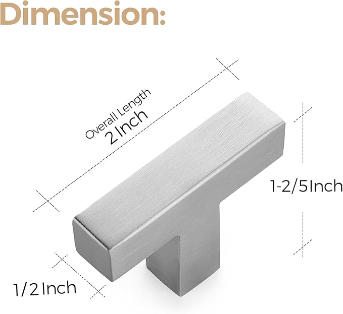 Ravinte 10 Pack 2 inch Length Square Cabinet Pulls Brushed Nickel Stainless Steel Kitchen Drawer Pulls Cupboard Handles Cabinet Handles