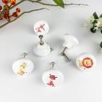 6PCS 1.5" Cute Funky Safari Animals Ceramics Drawer Pulls Lion Knobs Nursery Kids Room Unique Cabinet Decor Dresser Knobs(Lion)
