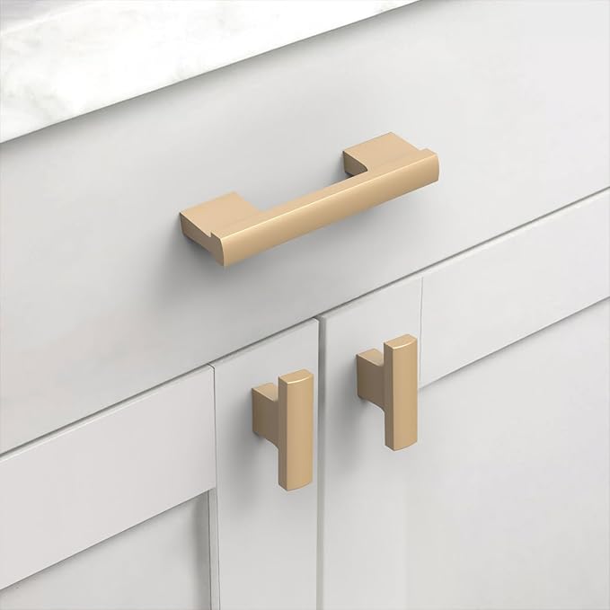Asidrama 10 Pack 3 Inch(76mm) Champagne Gold Cabinet pulls Kitchen Cabinet Handles, Cabinet Pulls Kitchen Cabinet Hardware for Cupboard Drawer Pulls