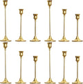 12PCS Brass Candlestick Holders Gold Candle Holders Taper Candles Holders Decorative for Thanksgiving Day Christmas Dinning Wedding Party Anniversary Home Decor.
