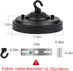 Light Canopy Kit, 5IN Chandelier Kit with Hook, Matte Black Ceiling Metal Canopy for Pendant Light, Grow Light, Plant, Max Load 33LBS