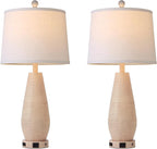 Farmhouse Table Lamps Set of 2 with USB C+A Ports and AC Outlet, 3 Way Touch Rustic Bedside Lamps for Living Room, 26.5" Cream Vintage Lamps for Bedroom Nightstand