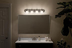 Kichler 30" 4-Light Vanity Bath Light in Brushed Nickel, Modern Bathroom Light with Clear Satin Etched Glass, (30" W x 8" H), 5338NIS