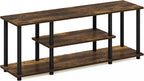 Furinno Turn-N-Tube No Tools 3D 3-Tier Entertainment Stand up to 50 inch TV, Amber Pine/Black