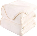 HOZY Soft Blanket Travel Size Fleece Warm Fuzzy Throw Blankets for The Bed Sofa Lightweight 350GSM Ivory 50"*61"