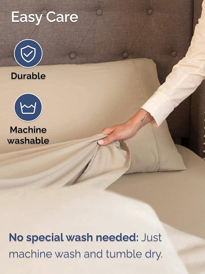 Extra Deep Cal King Sheet Set - 6 Piece Breathable & Cooling Sheets - Hotel Luxury Bed Sheets Set - Easy & Secure Fit - Soft, Wrinkle Free & Comfy Sheets Set - Cream Sheet Set with Extra Deep Pockets