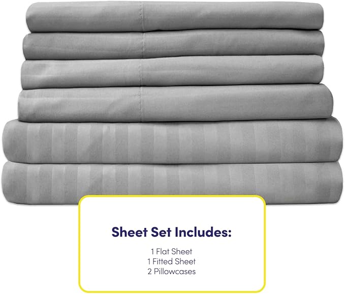 Twin Size Bed Sheets - 4 Piece 1500 Supreme Collection Fine Brushed Microfiber Deep Pocket Twin Sheet Set Bedding - 1 EXTRA PILLOW CASES, GREAT VALUE, Twin, Dobby Silver