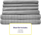 Twin Size Bed Sheets - 4 Piece 1500 Supreme Collection Fine Brushed Microfiber Deep Pocket Twin Sheet Set Bedding - 1 EXTRA PILLOW CASES, GREAT VALUE, Twin, Dobby Silver