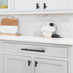 JOY DECOR 30 Pack Single Hole Matte Black Square Cabinet Handles Stainless Steel Cabinet Hardware Pulls for Kitchen and Drawers with 2 Inch Overall Length