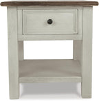 Signature Design by Ashley Bolanburg Farmhouse Square Two Tone End Table, Antique Cream