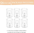 Glasseam Glass Tealight Candle Holder: Small Hurricane Cylinder Votive Holder Set of 6 Modern Table Centerpiece Wedding Christmas Party Decorations, 3.15