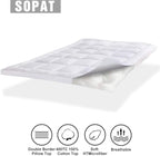 SOPAT Extra Thick Mattress Topper Twin XL 400TC Cotton Pillow Top Breathable Mattress Pad Protector with 8-22" Deep Pocket Soft Down Alternative Fill Mattress Cover (39x80 Inches, White)