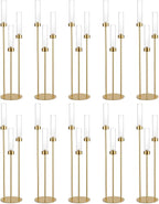 Vincidern 10pcs Gold 3 Arm Candelabra Taper Candle Holder for Table Centerpieces, 34in Tall Metal Candlestick Holder with Acrylic Lampshade for Wedding,Party,Holiday Christmas, Halloween Candelabra