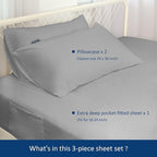 Extra Deep Pocket Full Sheet Set for Air Mattress - Deep Pocket Sheets Full Bed Sheets Set - Sheets with Pockets on Side - Easily Fits Extra Deep 16 in to 24 in Pillow Top Air Mattress (Grey)
