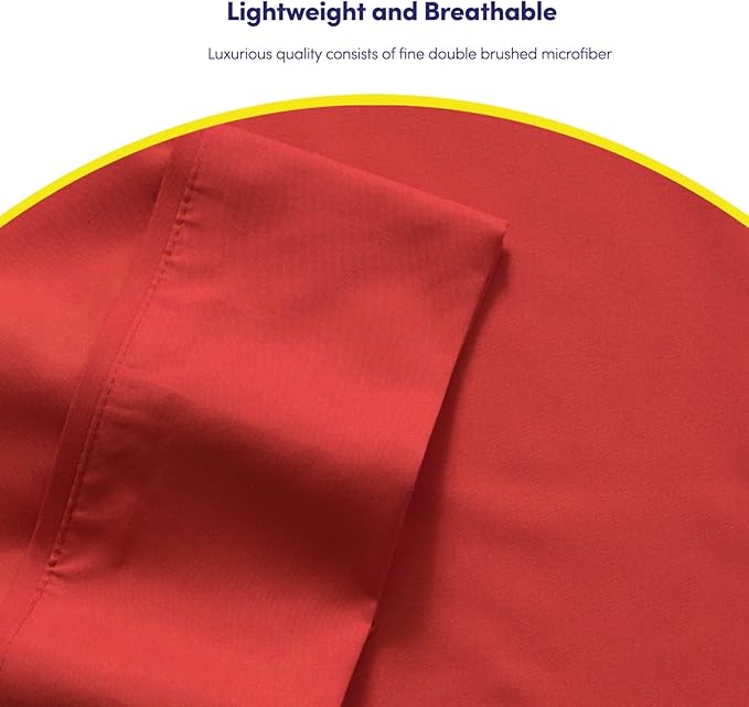 Queen Sheets Red - 6 Piece 1500 Supreme Collection Fine Brushed Microfiber Deep Pocket Queen Sheet Set Bedding - 2 Extra Pillow Cases, Great Value, Queen, Samba Red
