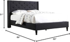 HomeLife Premiere Classics Cloth Black Linen 51" Tall Headboard Platform Bed with Slats Queen - Complete Bed 5 Year Warranty Included 007