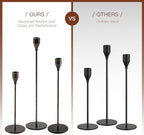 Black Taper Candle Holders: Tall Candlestick Holder Set of 6 Fireplace Mantle Decor Dinning Table Centerpiece Metal Candle Stand Halloween Decorations