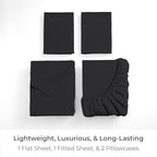 Mellanni Queen Sheets Set - 4 PC Iconic Collection Bedding - Hotel Luxury, Extra Soft, Cooling Bed Sheets - Wrinkle, Fade, Stain Resistant (Queen, Black)