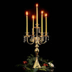 20.3'' Tall 5 Arm Candelabra Centerpiece for Table, Metal Elegant Candle Holder, Retro Candlestick Table Centerpieces for Party, Events, Home, Wedding Decor (4, Gold)