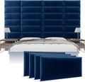 Vänt Upholstered Wall Panels - Queen/Full Size Wall Mounted Velvet Headboards - Velvet Navy - Set of 4 Panels (Each Individual Panel 30"x11.5")