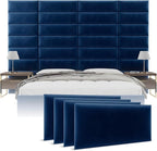 Vänt Upholstered Wall Panels - King/Cal King Size Wall Mounted Velvet Headboards - Velvet Navy - Twin/King - Set of 4 Panels (Each Individual Panel 39"x11.5")