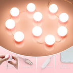 Consciot LED Vanity Lights for Mirror, Hollywood Style Vanity Light with 10 Dimmable Bulbs, Adjustable Color & Brightness, USB Cable, Mirrors Lights Stick on for Makeup Table Dressing Room Mirror