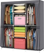 YOUUD Portable Clothes Storage Closet Organizer - Gray