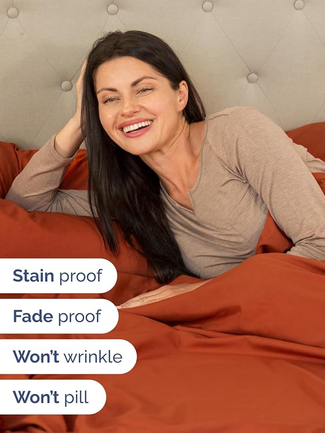 Extra Deep Split King Sheet Set - 7 Piece Breathable & Cooling Sheets - Hotel Luxury Bed Sheets Set - Easy Fit - Soft, Wrinkle Free & Comfy Sheets Set - Terracotta Sheet Set with Extra Deep Pockets