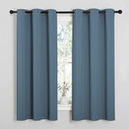NICETOWN Smoky Blue Blackout Curtains 63 inches Length for Kitchen, 2 Panels, 34" Wide, Thermal Insulated Decoration Drapes for Small Window