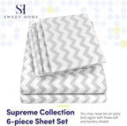Cal King Size Bed Sheets - 6 Piece 1500 Supreme Collection Fine Brushed Microfiber Deep Pocket California King Sheet Set Bedding - 2 Extra Pillow Cases, Great Value, California King, Chevron Gray