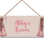 Personalized Girl Signs for Kids Room Bedroom Door Hanging Wooden Signs Custom Baby Name Flower Door Hanger Baby Nursery Room Customized Girls Room Décor
