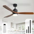 Sofucor Ceiling Fans With Lights, 60 Inch Solid Wood Ceiling Fan With Light and Remote, Indoor/Outdoor Ceiling Fans with Light, Reversible DC Motor, 3 Blade Modern Ceiling Fan Light for Bedroom Patio