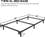 Twin XL Size Bed Frame, 7 Inch Metal Basics Bed Frame,Low Profile Base for Box Spring, 6-Leg Support, Noise-Free, Easy Assembly, Black