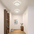 Flush Mount Ceiling Light 11IN Hallway Light Fixtures Ceiling Square Crystal Ceiling Light Fixture Dimmable Light Fixtures for Kitchen, Bathroom, Bedroom, Hallway Ceiling Lights