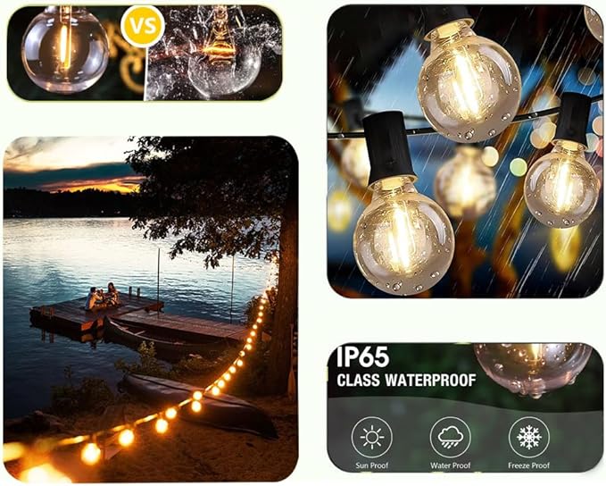 Lampat String Lights, LED 25 Light Bulbs 25Ft G40 Globe String Lights with Bulbs-UL Listd for Indoor/Outdoor Commercial Decor
