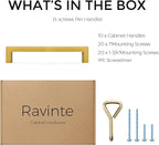 Ravinte 10 Pack Solid Gold Kitchen Cabinet Handles Slim Drawer Pulls with 5 Inch Hole Center Square Bar Cupboard Hardware