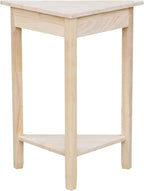 IC International Concepts Corner Accent Table Solid Real Wood, Sturdy Parawood, 19.7" W x 9.9" D x 24" H, DIY, Paint/Stain Ready, Unfinished