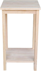 IC International Concepts, Portman Accent Table , Solid Real Wood, Sturdy Parawood,16 X 14 X 29, Minimum Assembly, DIY, Paint or Stain in Any Color, Unfinished