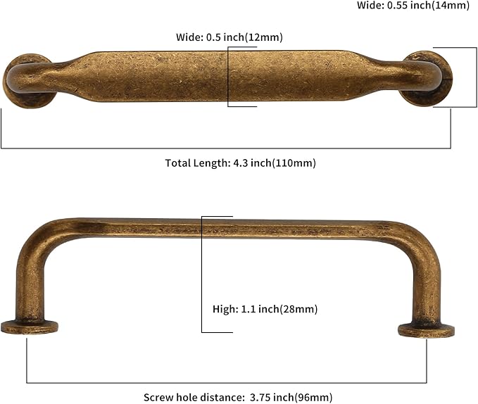 Asidrama 30 Pack 3.75 Inch(96mm) Antique Brass Kitchen Cabinet Handles, Cabinet Pulls Vintage Retro Kitchen Cabinet Hardware for Cupboard Drawer Pulls