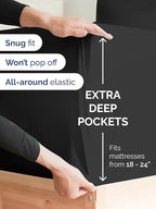 Extra Deep Queen Sheet Set - 6 Piece Breathable and Cooling Sheets - Hotel Luxury Bed Sheets Set - Easy & Secure Fit - Soft, Wrinkle Free and Comfy Sheets Set - Black Sheet Set with Extra Deep Pockets