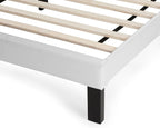 Poundex PU Upholstered Platform Bed, Twin, White
