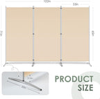 RANTILA 3 Panel Room Divider, 6 Ft Tall Folding Privacy Screen Freestanding Room Partition Wall Dividers, 102''W x 20''D x 71''H, Beige