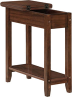 Convenience Concepts American Heritage Flip Top End Table 23.25" - Classic Narrow Chairside Accent with Hidden Storage & Lower Shelf for Traditional, Modern Living Room, Espresso