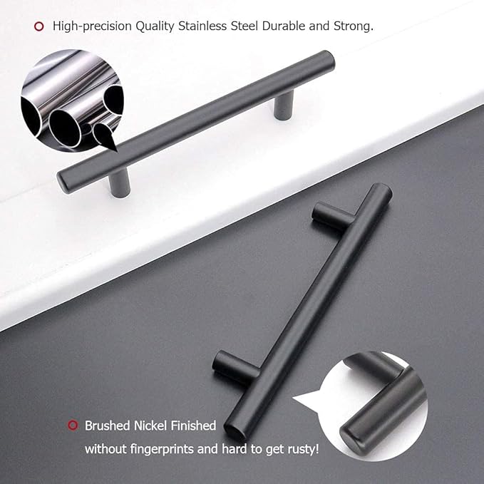 homdiy Black Drawer Pulls Cabinet Handles 10Pack - HD201BK Cabinet Door Handles 4-1/2 in Hole Centers Cabinet Hardware Modern Cabinet Pulls for Kitchen Cabintes