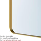 VocalStar Gold Bathroom Mirror for Wall, 40 x 30 Inch Metal Framed Rounded Rectangle Vanity Mirror Modern Farmhouse, 1/4-inch Shatterproof Glass | Ultra-Flush Hanging
