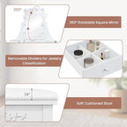CHARMAID Vanity Desk with Mirror and Lights, Makeup Vanity Table with 5 Storage Drawers, 3 Color Lighting Modes, Adjustable Brightness, Modern Bedroom Dressing Table with Vanity Stool, White