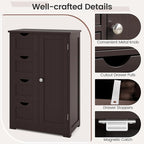 Giantex Bathroom Storage Cabinet with Drawers - 4 Drawer Storage Organizer w/Cupboard, Adjustable Shelf, Anti-Toppling Device, Entryway Storage Unit Console Table, Bathroom Floor Cabinet (Brown)